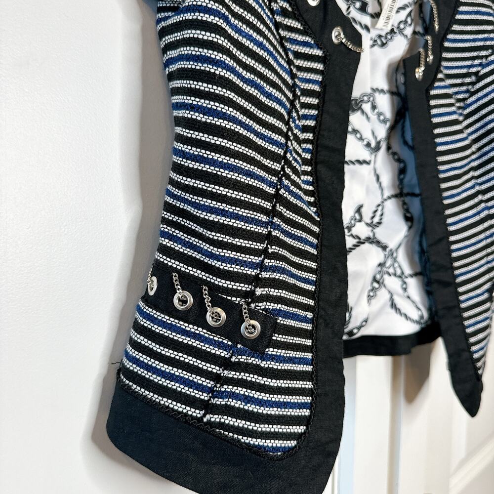 WHITE HOUSE BLACK MARKET -NWT- Striped Chain Laced Blazer Jacket | 00 - Picture 8 of 9